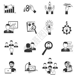 商务图标黑色套装与商人协作会议办公室工作图片