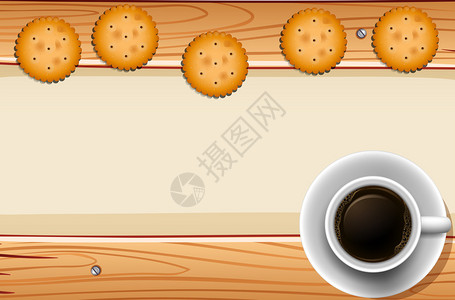 圆形饼干配一杯黑咖啡图片