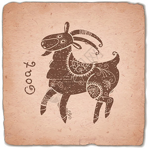 山羊Zodiac标志带民族圆形的硅光片星座火花变压图片