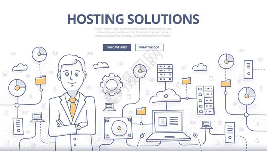 交通文件托管技术数字据中心数据库服务器管理数据交换环境的涂鸦设计风格概念用于网页横幅在线教程印刷和宣传材料的现代插画