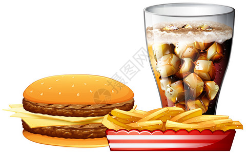 汉堡薯条和可乐插图图片