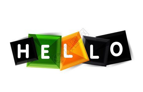 Hello单词按钮横条或方形现代几何图标设计图片
