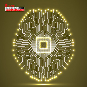 神经大脑Cpu电路板简易技术背景矢量插图图片
