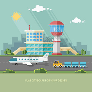 机场景观旅游生活方式概念规划暑假旅游和旅程平图片