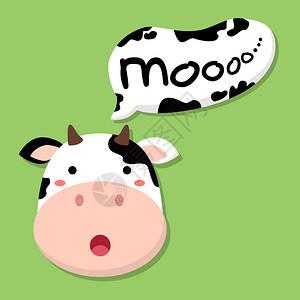 可编辑的矢量说明一个可爱的牛头说moo图片