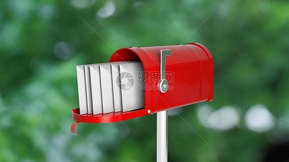红色信箱上面有绿色户图片