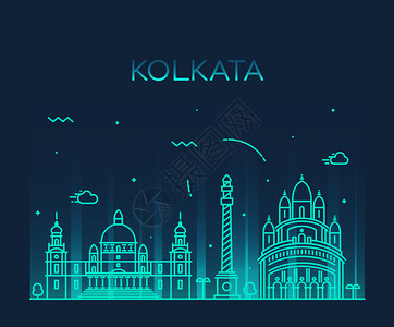 Kolkata详细描述silhouetteTrendy矢量显示线样背景图片