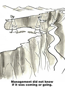 商业卡通显示两名经理在悬崖边缘图片