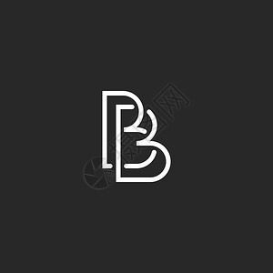字母B单语标志交叉的薄线设计重叠大纲黑白风图片