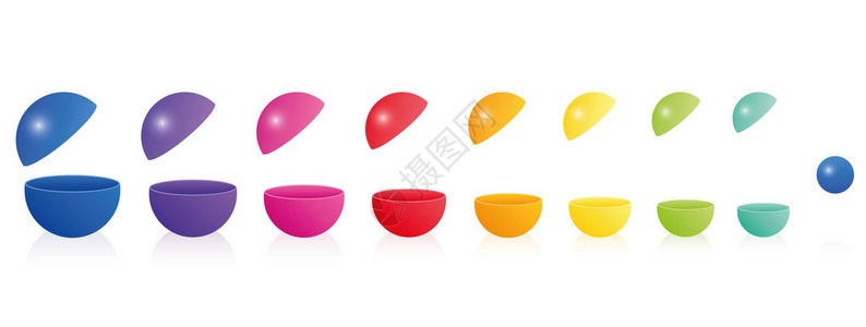 塑料玩具球空心打开可填充彩色形成彩虹色线图片
