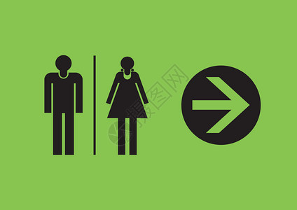 男和女厕所图标上绿色背景图片