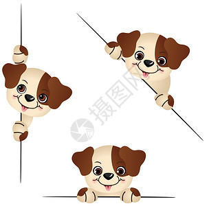 可缩放的矢量图像代表着一只可爱的狗从后面偷看不同姿势图片
