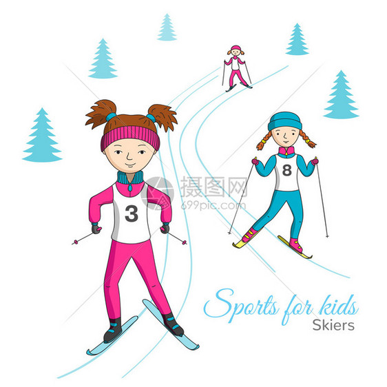 孩子们的运动滑雪比赛图片