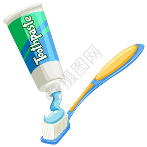 牙刷插图上的牙膏背景图片