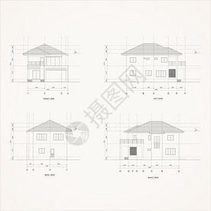 房子的线描插图4立面图图片