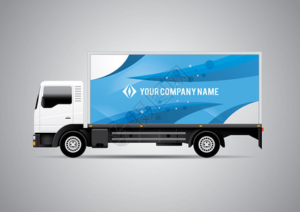 白色卡车上的广告或企业形象设计模板适用于商业品图片