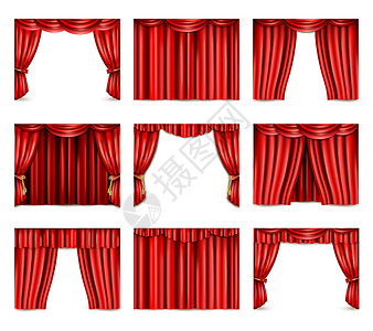 红剧院窗帘图标的不同模型设置了现实孤图片