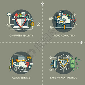 四个向量概念计算机安全云计算云服务图片