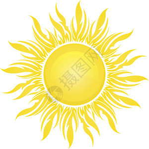 用于设计的黄色调中装饰明亮彩色的太阳符图片