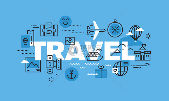 旅行网站横幅的现代细线设计理念旅行社旅游目的地暑假和寒假的图片