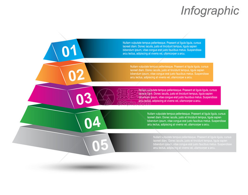 带有纸标签的Infographic设计模板要显示排名和图片