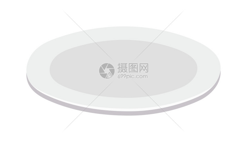 空盘子上白色圆形晚餐具矢量孤立空盘圈餐具和清洁空盘圆形空白板平面矢量图厨图片