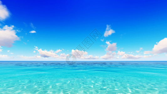 热带海天云蓝色3D渲染图片