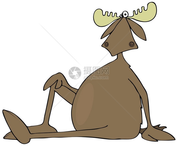 举个例子有只公牛驼鹿坐在地上一只腿抬图片