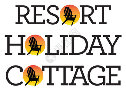 假日度假度假村带有阿迪朗达克穆斯科卡沙滩椅和落日的山寨图片