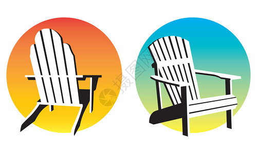 两种不同的亚隆达克木须卡海滩椅和落图片