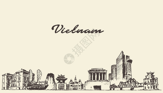 越南线陈年矢量刻画图片