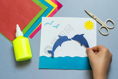 孩子制作海洋主题的贴花图片