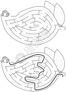卡特彼勒迷宫儿童用黑白解决方案背景图片