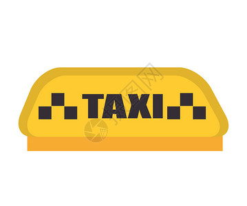 科技感字出租车字标志对象黄色出租车公共服务矢量图插画