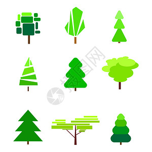 几何艺术绿色的圣诞树图片