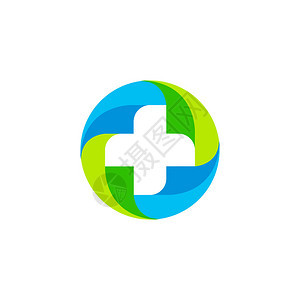 绿色和蓝色矢量医疗十字标志圆形标识宗教标志医生办公室标志救护车标签急救符号加号背景图片