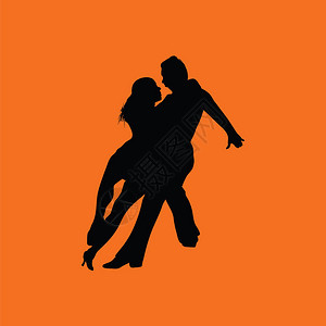 双舞图标橙色背景和黑图片