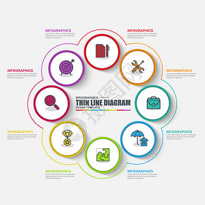 细线信息图表商业圈矢量设计模板可用于数据可视化工作流周期图饼图循环财务营销图背景图片
