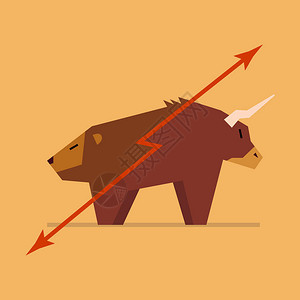 股市的牛市和熊市象征矢量图图片