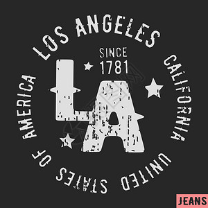 恤印花设计洛杉矶复古邮票印刷和徽章贴花标签T恤牛仔裤休图片