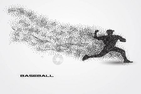 棒球运动员的剪影从粒子背景和单独图层上的文本颜色可以一键更改类似的图片可以在我的图片