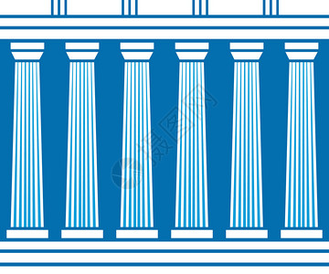 双经典柱子在蓝色背景上被隔离矢量图平面建筑设计建筑古碑背景柱帕台农神庙地标图片