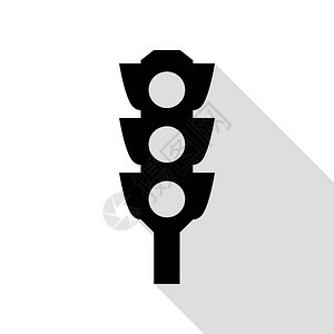 交通信号灯黑色图标带有平板风背景图片