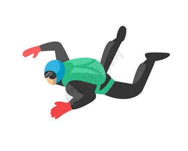 跳伞男子跳线和专业速度跳伞男子带绿色降落伞的生活方式落下跳人伞者前景极限运动自由概念跳伞者图片