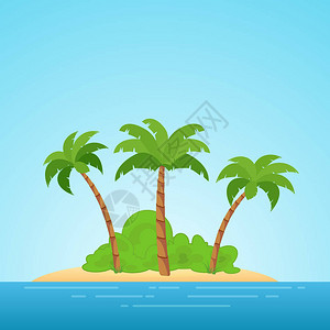 夏威夷天堂热带岛屿棕榈树和灌木林海中热带岛屿远离文图片