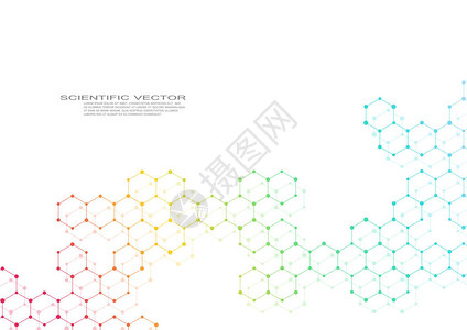 六角形分子分子结构遗传和化学合物化学医学科技理念几何抽象背景原子DNA图片