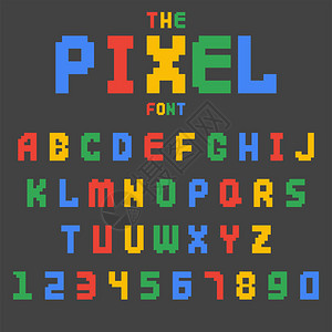 像素复古字体视频电脑游戏设计8位字母和数字电子未来主义风格和矢量abc字体数字创意字母表网站现代图片