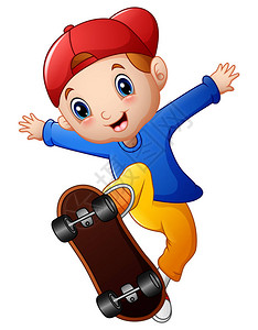 关于玩滑板的小男孩卡图片