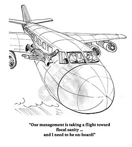 商业漫画显示一个人在飞机旁边飞行背景图片