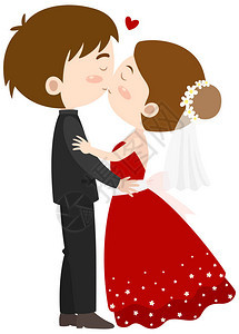 新娘和新郎接吻插图图片